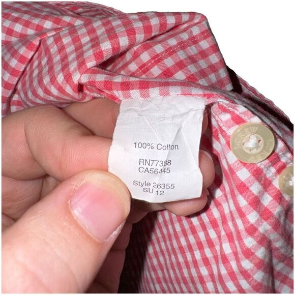 J Crew Orange Gingham S/S Button Down Shirt Size M - Picture 5 of 6